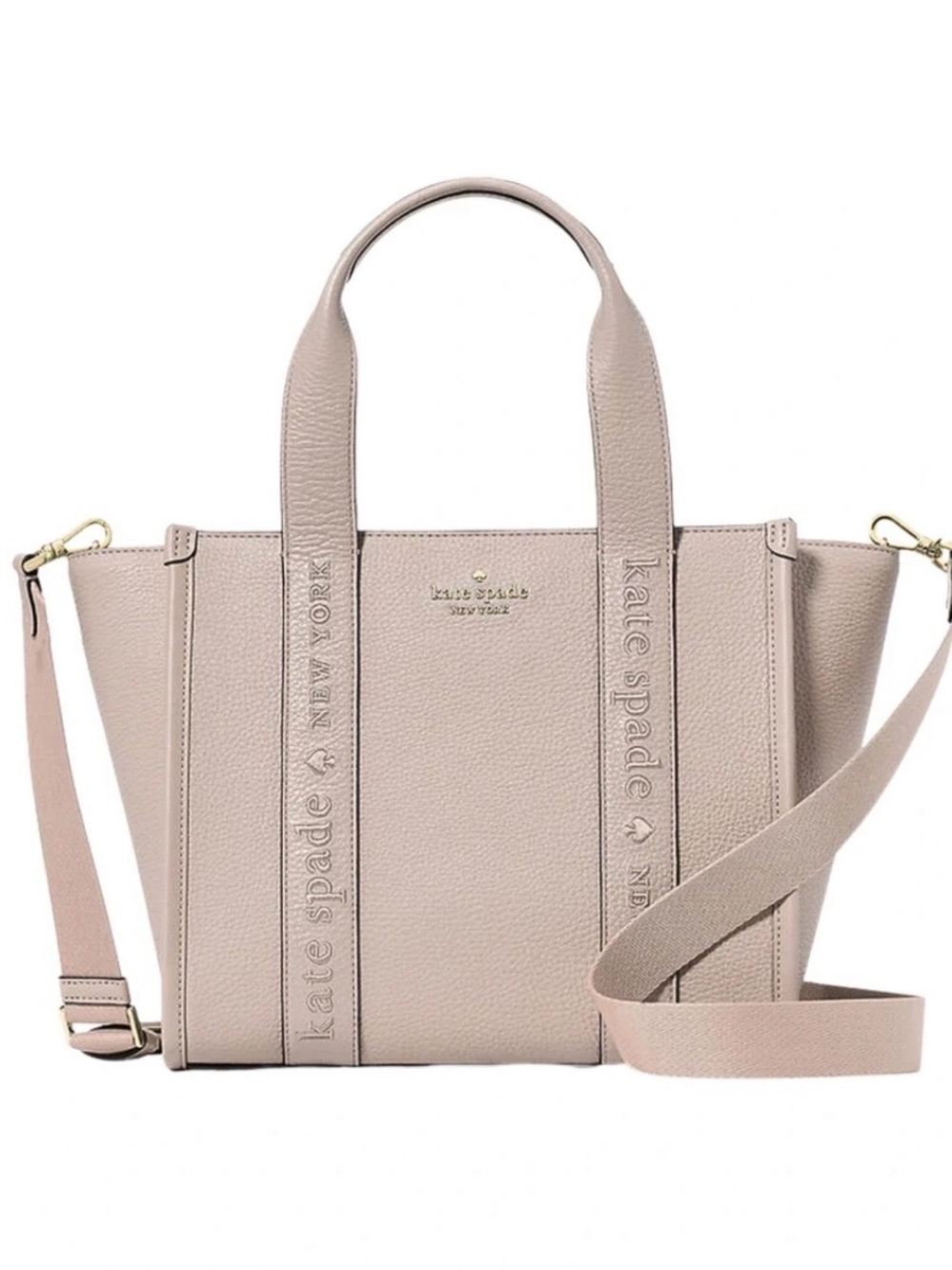 kate spade Blush Taupe Pebbled Leather Tote with Detachable Strap - Picture 2 of 8